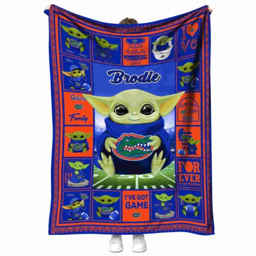 personalized florida gators baby yoda blue blanket best selling