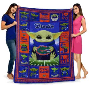 personalized florida gators baby yoda blue blanket fashion forward