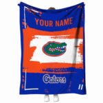 personalized florida gators paint strokes blue white blanket best selling
