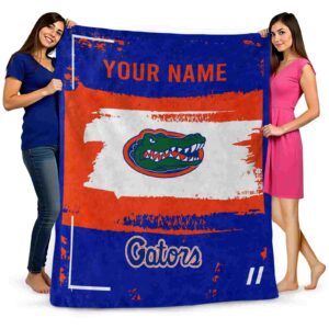 personalized florida gators paint strokes blue white blanket fashion forward