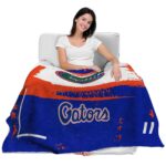 personalized florida gators paint strokes blue white blanket best selling