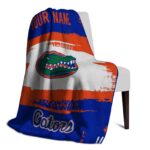 personalized florida gators paint strokes blue white blanket best selling
