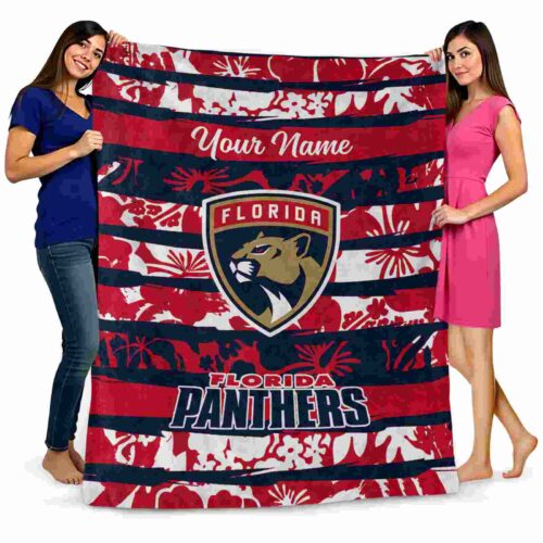 personalized florida panthers floral stripes red white blanket fashion forward