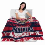 personalized florida panthers floral stripes red white blanket latest model