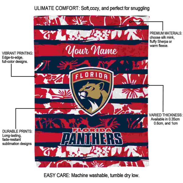 personalized florida panthers floral stripes red white blanket new arrival