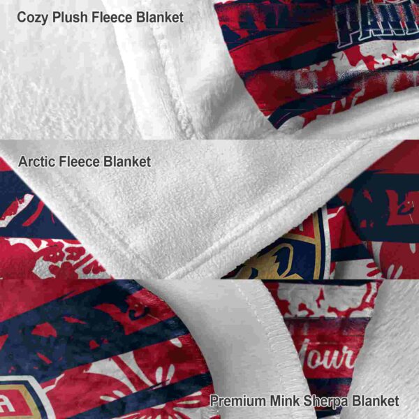personalized florida panthers floral stripes red white blanket premium grade