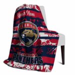 personalized florida panthers floral stripes red white blanket top rated