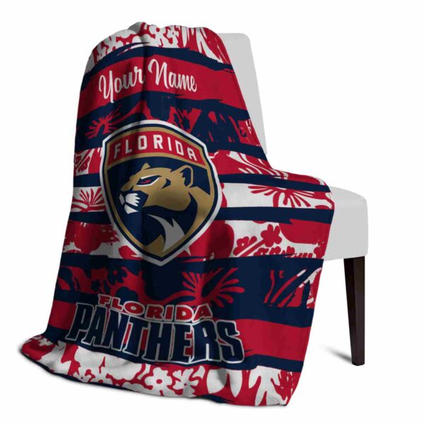 personalized florida panthers floral stripes red white blanket top rated