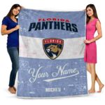 personalized florida panthers grunge texture red white blanket best selling
