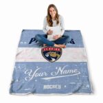 personalized florida panthers grunge texture red white blanket best selling