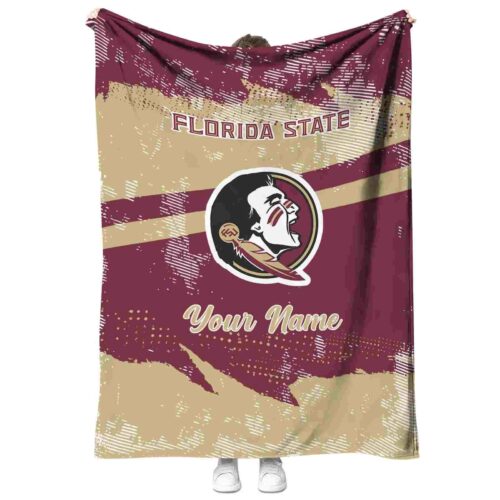 personalized florida state seminoles grunge streaks garnet blanket best selling