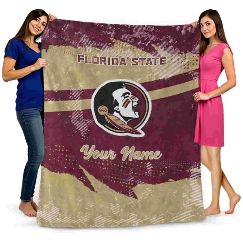 personalized florida state seminoles grunge streaks garnet blanket fashion forward