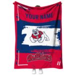 personalized fresno state bulldogs paint strokes red white blanket best selling