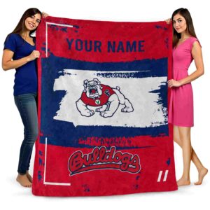 personalized fresno state bulldogs paint strokes red white blanket fashion forward