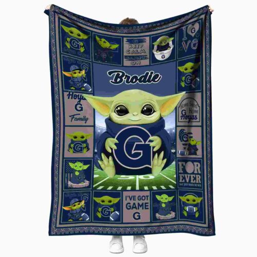 personalized georgetown hoyas baby yoda blue blanket best selling