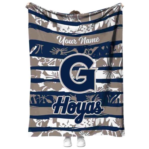 personalized georgetown hoyas floral stripes blue white blanket best selling