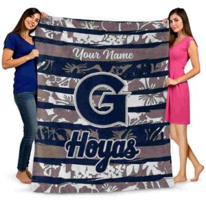 personalized georgetown hoyas floral stripes blue white blanket fashion forward