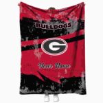 personalized georgia bulldogs grunge streaks red blanket best selling