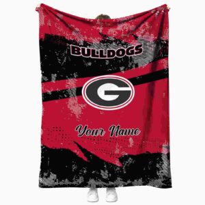 personalized georgia bulldogs grunge streaks red blanket best selling