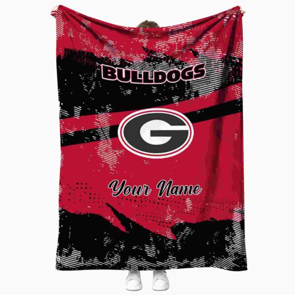 personalized georgia bulldogs grunge streaks red blanket best selling
