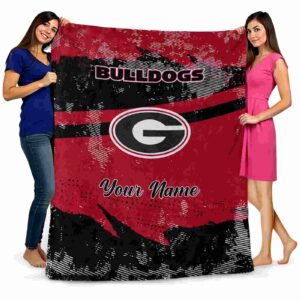 personalized georgia bulldogs grunge streaks red blanket fashion forward