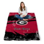 personalized georgia bulldogs grunge streaks red blanket high quality