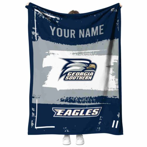 personalized georgia southern eagles paint strokes blue white blanket best selling