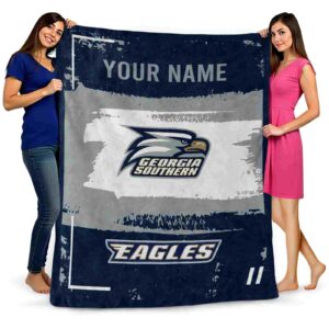 personalized georgia southern eagles paint strokes blue white blanket fashion forward