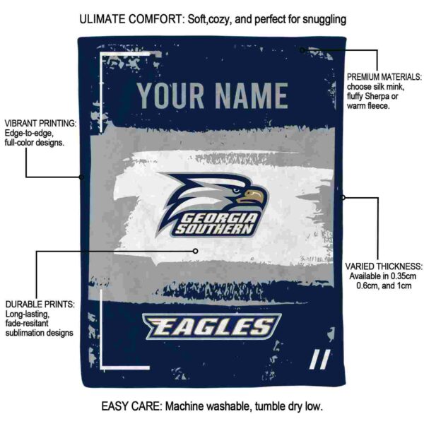 personalized georgia southern eagles paint strokes blue white blanket new arrival