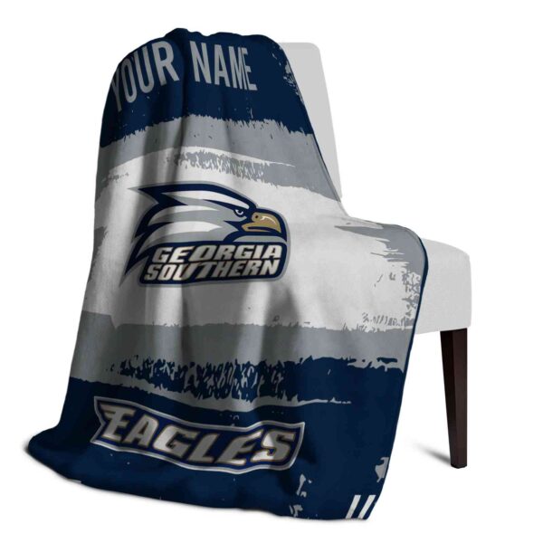 personalized georgia southern eagles paint strokes blue white blanket top rated