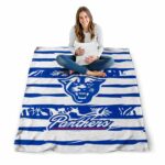 personalized georgia state panthers floral stripes blue white blanket best selling