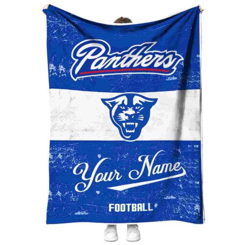 personalized georgia state panthers grunge texture blue white blanket best selling