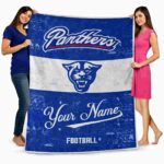 personalized georgia state panthers grunge texture blue white blanket best selling
