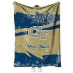 personalized georgia tech yellow jackets grunge streaks gold blanket best selling