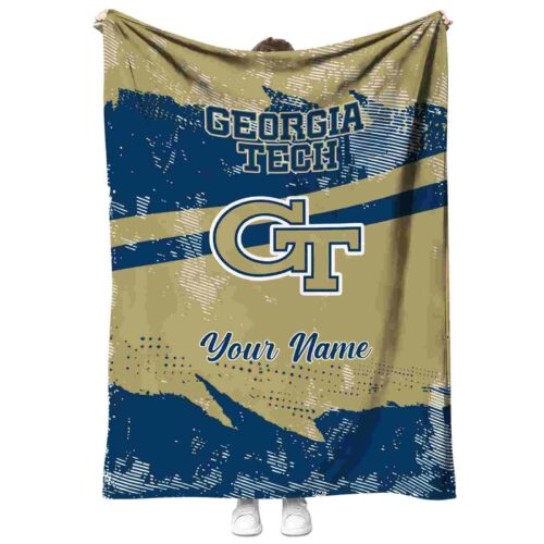 personalized georgia tech yellow jackets grunge streaks gold blanket best selling