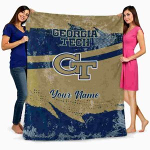 personalized georgia tech yellow jackets grunge streaks gold blanket fashion forward