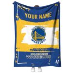personalized golden state warriors paint strokes blue white blanket best selling