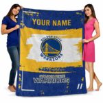 personalized golden state warriors paint strokes blue white blanket best selling