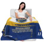 personalized golden state warriors paint strokes blue white blanket best selling