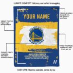personalized golden state warriors paint strokes blue white blanket best selling