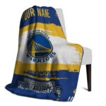 personalized golden state warriors paint strokes blue white blanket best selling