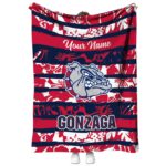 personalized gonzaga bulldogs floral stripes blue white blanket best selling