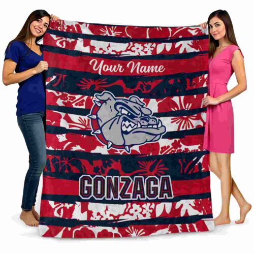 personalized gonzaga bulldogs floral stripes blue white blanket fashion forward