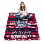 personalized gonzaga bulldogs floral stripes blue white blanket best selling