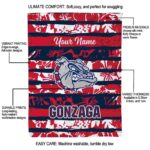 personalized gonzaga bulldogs floral stripes blue white blanket best selling
