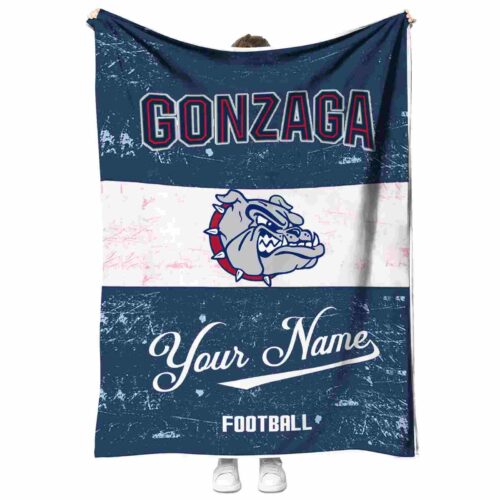 personalized gonzaga bulldogs grunge texture blue white blanket best selling