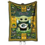 personalized green bay packers baby yoda green blanket best selling