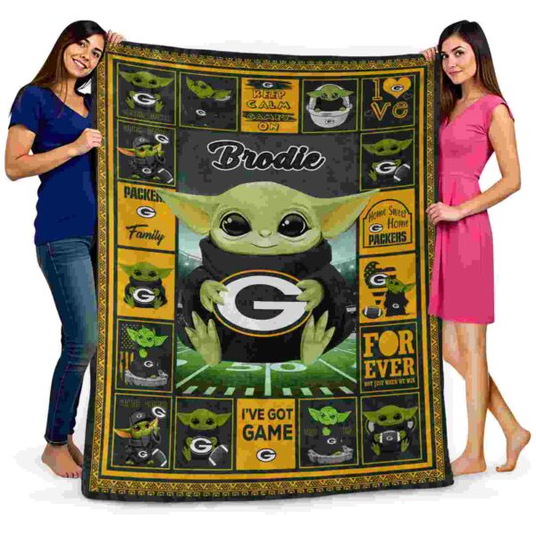 personalized green bay packers baby yoda green blanket fashion forward