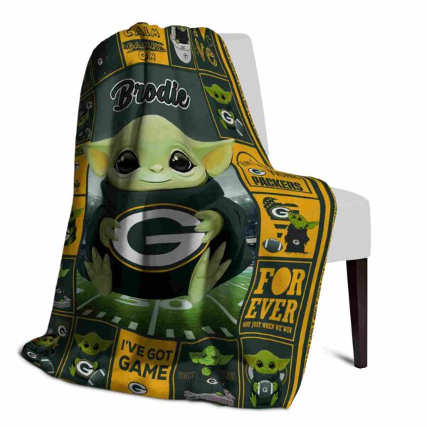 personalized green bay packers baby yoda green blanket top rated