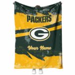 personalized green bay packers grunge streaks green blanket best selling